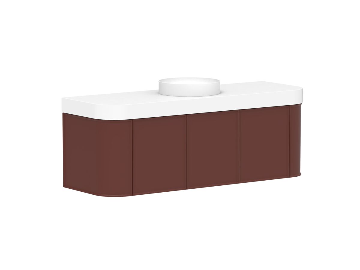 Supporting Image 2 - Kado Era Double Curve All Door 1500mm Wall Hung Vanity Centre Basin 90mm Durasein Top Red Marble
