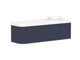 Supporting Image - Kado Era Single Curve All Door 1650mm Wall Hung Vanity Right Hand Basin 90mm Durasein Top Royal Battle Blue