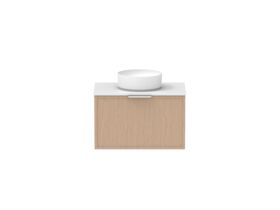 Supporting Image - Kado Lux Slim All Drawer 750mm Wall Hung Vanity with Centre Basin 20mm Top Blonde Oak