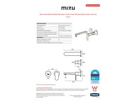 Specification Sheet - Mizu Soothe MK2 Wall Basin/Bath Mixer 2 Piece Trimset Brushed Nickel (6 Star) Lead Free