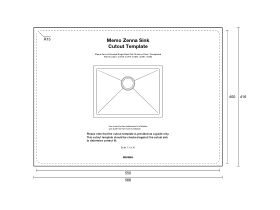 Cut Out Template - Memo Zenna Extended Single Bowl Sink Stainless Steel / Nanoplated