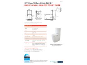 Technical Guide - Caroma Forma Close Coupled Back To Wall Bottom Inlet Over Height Rimless Toilet Suite with Soft Close Quick Release Seat White (4 Star)