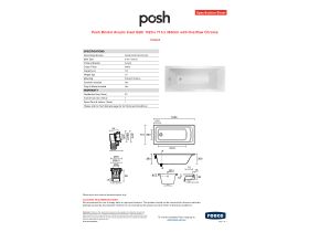 Specification Sheet - Posh Bristol Acrylic Inset Bath 1520 x 715 x 380mm with Overflow Chrome
