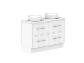 Supporting Image - Kado Lux All Drawer 1200mm Floor Mounted Vanity Double Basin 20mm - White Shaker Angle
