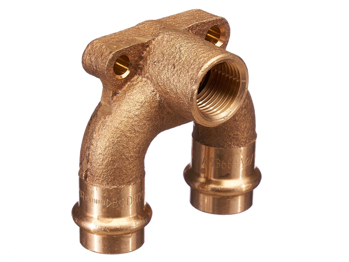 >B< Press Looped Wall Plate Female Elbow DN20