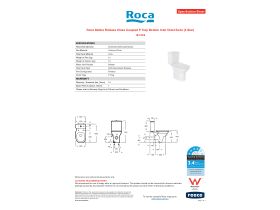 Specification Sheet - Roca Debba Rimless Close Coupled P Trap Bottom Inlet Toilet Suite (4 Star)