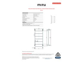 Specification Sheet - Mizu Drift Heated Towel Rail 550mm x 1050mm Polished Stainless Steel