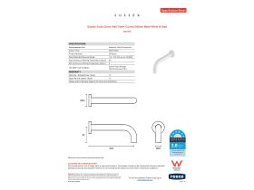 Specification Sheet - Sussex Scala 25mm Wall Outlet Curved 200mm Matte White (6 Star)