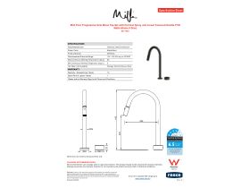 Specification Sheet - Milli Pure Progressive Sink Mixer Tap Set with Pull Out Spray and Linear Textured Handle PVD Matte Black (4 Star)