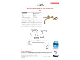 Specification Sheet - Kado Era Wall Basin Set 250mm Lever Handle Brass Gold (5 Star)