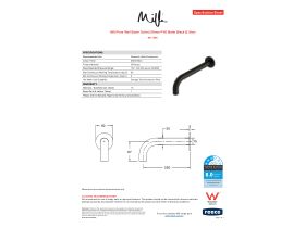 Specification Sheet - Milli Pure Wall Basin Outlet 250mm PVD Matte Black (3 Star)
