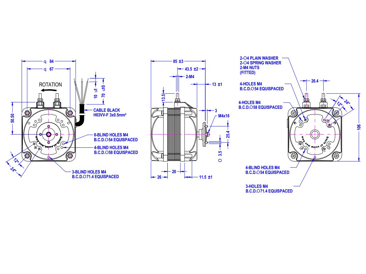 Universal Square Fan Motor 10 watt