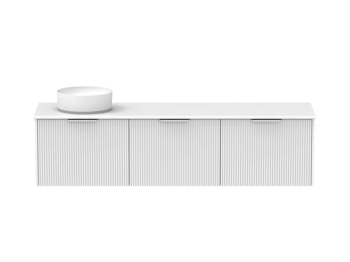 Supporting Image - Kado Neue Fluted Square All Drawer 1800mm Wall Hung Vanity with Left Hand Basin 20mm Top Ultra White