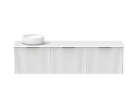 Supporting Image - Kado Neue Fluted Square All Drawer 1800mm Wall Hung Vanity with Left Hand Basin 20mm Top Ultra White