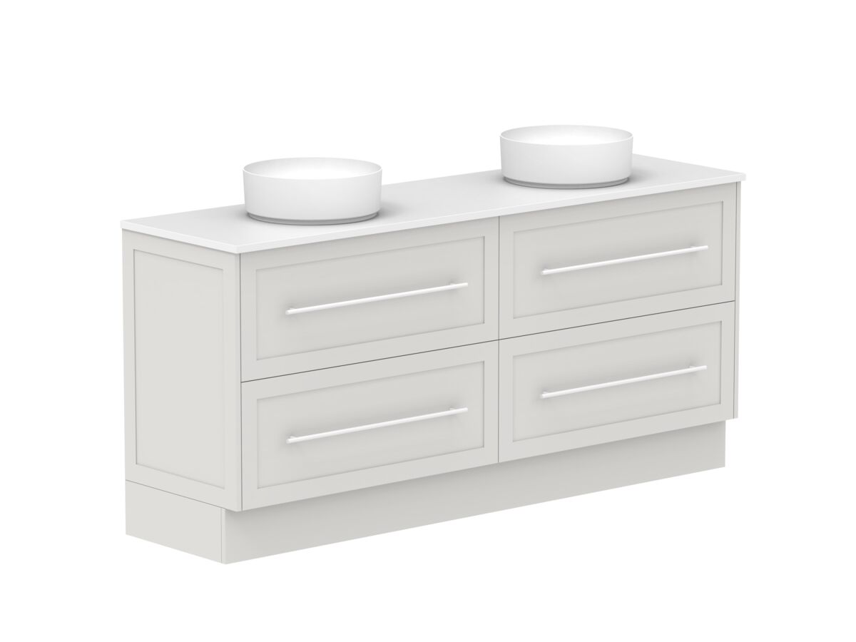 Supporting Image - Kado Lux All Drawer 1800mm Floor Mounted Vanity Double Basin 20mm - Feather Grey - Angle