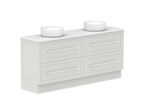 Supporting Image - Kado Lux All Drawer 1800mm Floor Mounted Vanity Double Basin 20mm - Feather Grey - Angle