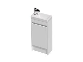 Posh Domaine Mini 400 1 Door Floor Standing White Console Top Gloss White
