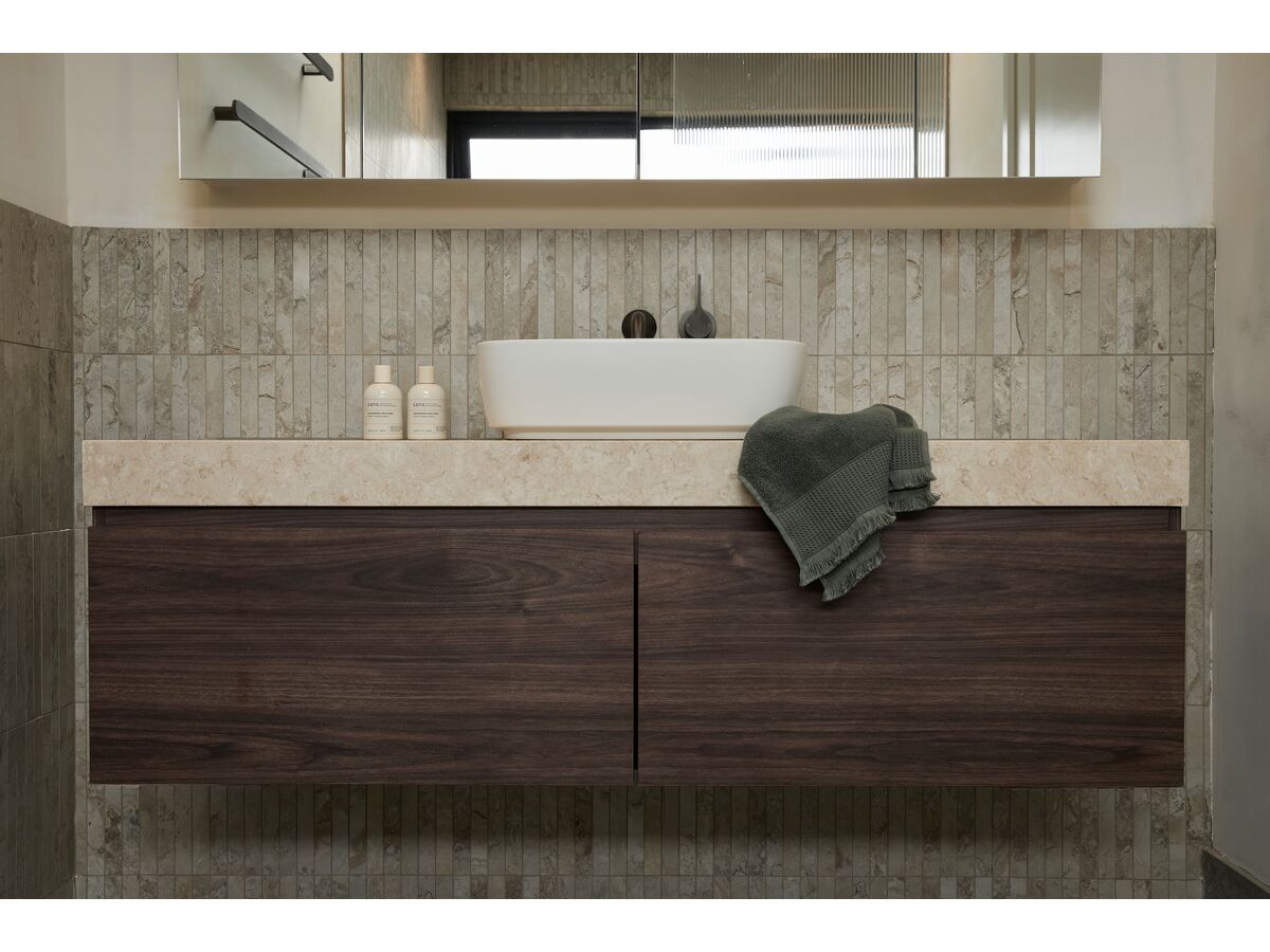 In Situ - Posh Domaine Plus 1500mm Wall Hung Vanity Unit All-Drawer Single Bowl 90mm Cherry Pie Top