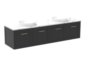 Supporting Image - Kado Lux All Door 1800mm Wall Hung Vanity Double Basin 20mm - Black - Angle
