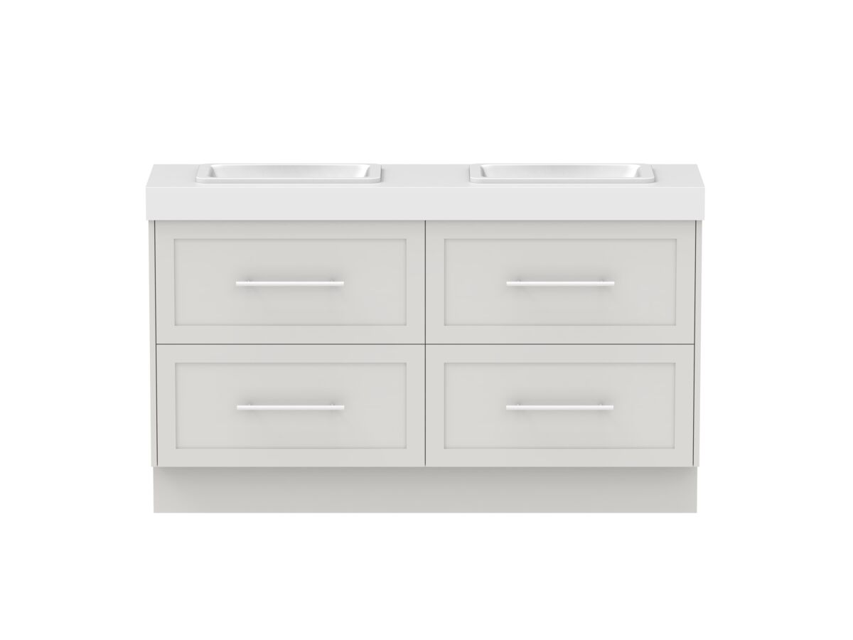 Hero - Kado Lux Ensuite All Drawer Twin 1500mm Floor Mount Double Basin 90mm Top