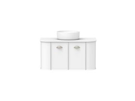 Supporting Image - Kado Era Double Curve All Door 900mm Wall Hung Vanity with Centre Basin 20mm Top Matte White