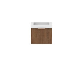 Supporting Image - Kado Lux Slim All Drawer 600mm Wall Hung Vanity with Centre Basin 90mm Top Florentine Walnut