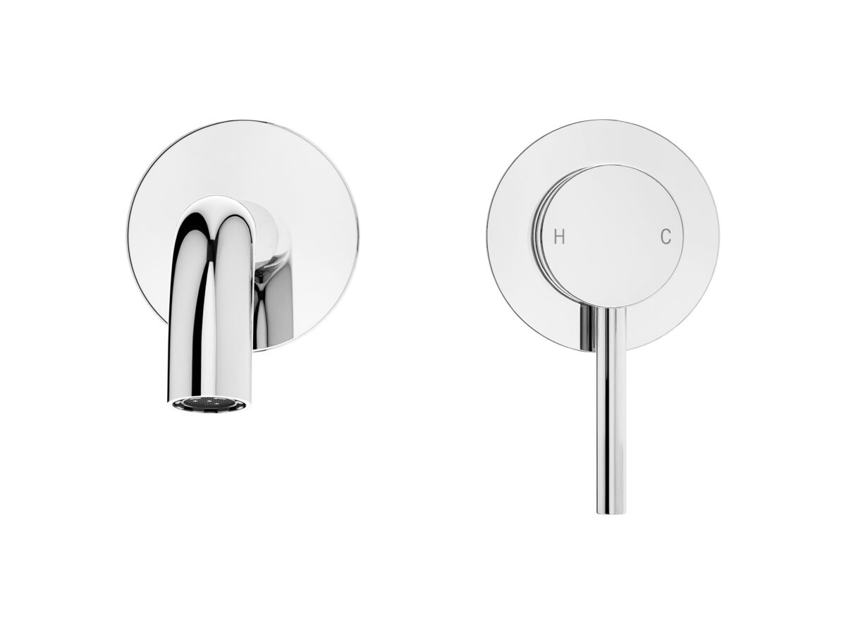 Supporting Image 2 - Mizu Drift Wall Basin / Bath Mixer Set with Curved Spout 2 Piece Kit Chrome (6 Star) Lead Free - Front