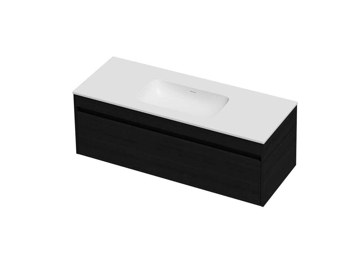 Hero - Posh Domaine Single 1200 1 Drawer Wall Hung Vanity Colour Console Top Matte White Mineral Cast No Taphole