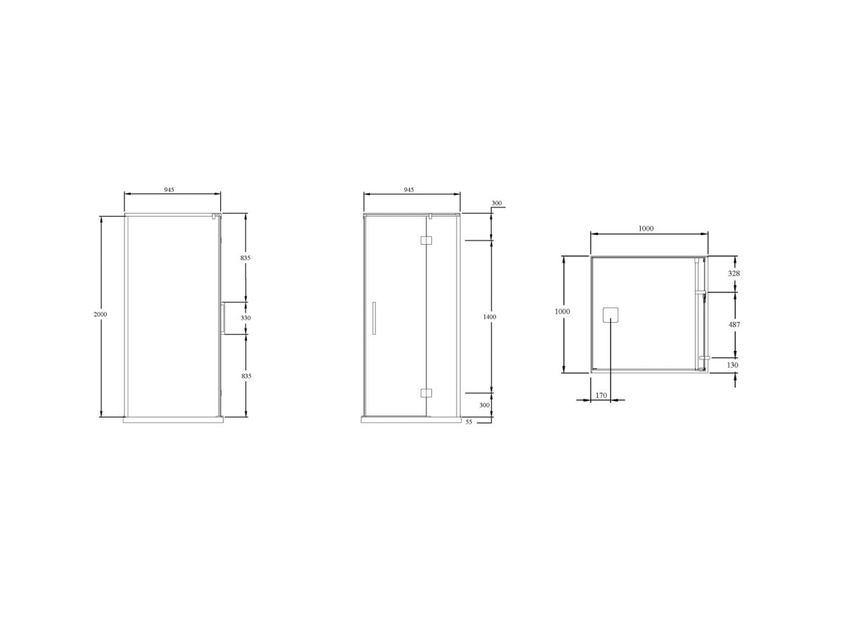 Kado Lux Shower System 1000mm x 1000mm Rear Outlet Chrome