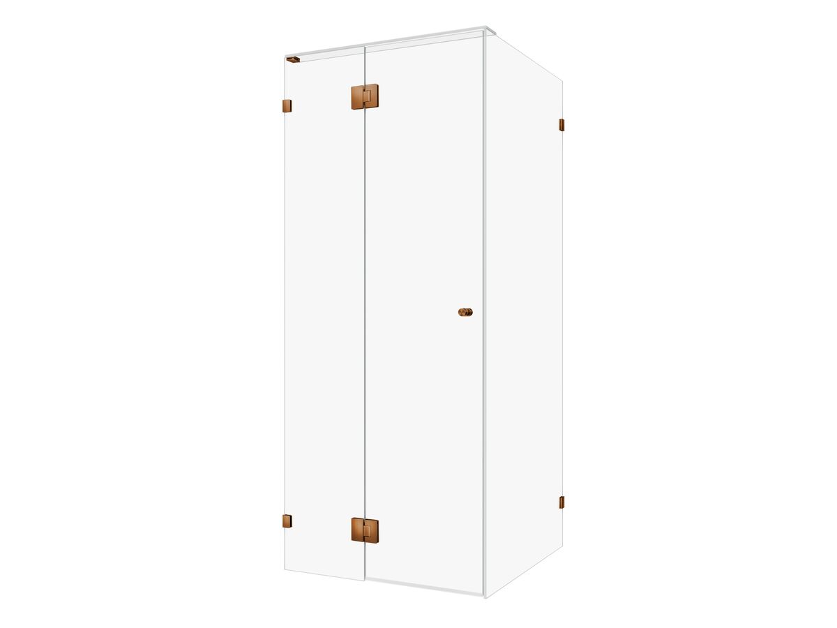 Hero - Kado Lux Frameless Enclosure with Wall Clips 900 x 900mm Brushed Bronze