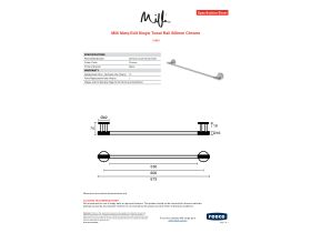Specification Sheet - Milli Marq Edit Single Towel Rail 600mm Chrome