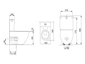 LAUFEN Pro A Close Coupled Back to Wall Back Inlet Toilet Suite with Soft Close Seat White (4 Star)