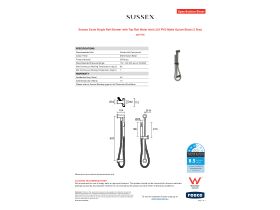 Specification Sheet - Sussex Scala Single Rail Shower with Top Rail Water Inlet LUX PVD Matte Opium Black (3 Star)