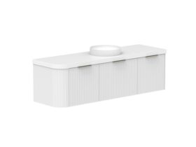 Supporting Image 2- Kado Neue Fluted Single Curve All Drawer 1650mm Wall Hung Vanity with Centre Basin Durasein 50mm Top Ultra White