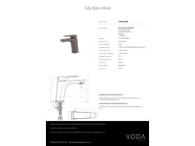 Specification Sheet - Voda Tide Basin Mixer Brushed Gunmetal PVD (4 Star) Lead Free