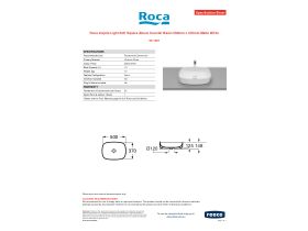 Specification Sheet - Roca Inspira Light Soft Square Above Counter Basin 500mm x 370mm Matte White