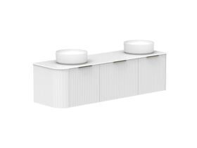 Supporting Image 2- Kado Neue Fluted Single Curve All Drawer 1650mm Wall Hung Vanity with Double Basin Durasein 12mm Top Ultra White