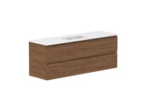 Supporting Image - Posh Domaine 1500mm Wall Hung Twin Vanity Unit All-Drawer Single Bowl Matte White Ceramic Top