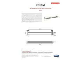 Specification Sheet - Mizu Drift Double Towel Rail 600mm Brushed Nickel