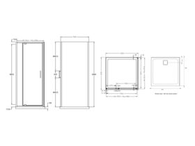 Posh Bristol Luna Shower Base & Shower Screen with Rear Outlet 1000mm x 1000mm White & Chrome