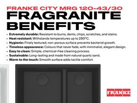 Franke City Fragranite 1.75 Bowl 430mm Bowl + 300mm Bowl Undermount Sink with Low Divider Benefits