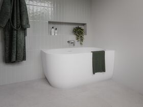 In Situ - Posh Solus Back to Corner Freestanding Bath 1300mm Right Corner with Overflow Gloss White