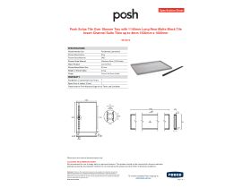 Specification Sheet - Posh Solus Tile Over Shower Tray with 1140mm Long Rear Matte Black Tile Insert Channel Suits Tiles up to 8mm 1500mm x 1000mm