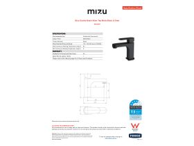 Specification Sheet - Mizu Soothe Basin Mixer Matte Black (4 Star)