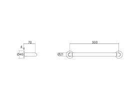 Technical Drawing - Faucet Strommen Vara Single Towel Rail 300mm