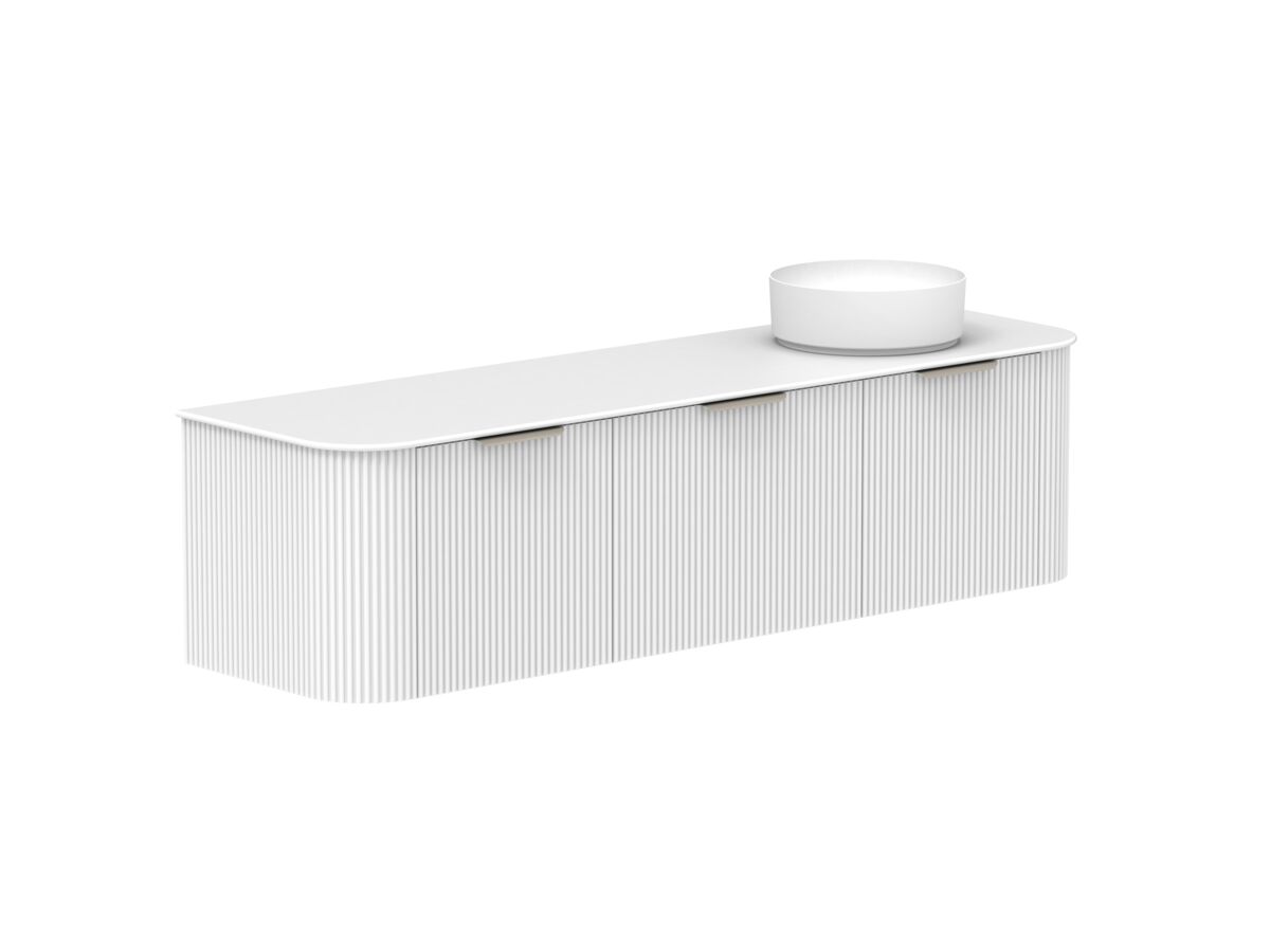 Supporting Image 2- Kado Neue Fluted Double Curve All Drawer 1800 Wall Hung Vanity with Right Hand Basin Durasein 12mm Top Ultra White