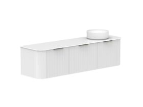 Supporting Image 2- Kado Neue Fluted Double Curve All Drawer 1800 Wall Hung Vanity with Right Hand Basin Durasein 12mm Top Ultra White