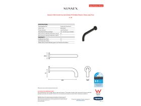 Specification Sheet - Scala 25 Wall Outlet Curved 250mm PVD Matte Black (3 Star) Lead Free
