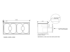 ISSY Blossom II 1000 x 450mm Vanity Unit with Two Soft Close Drawer and Internal Drawer with Handle