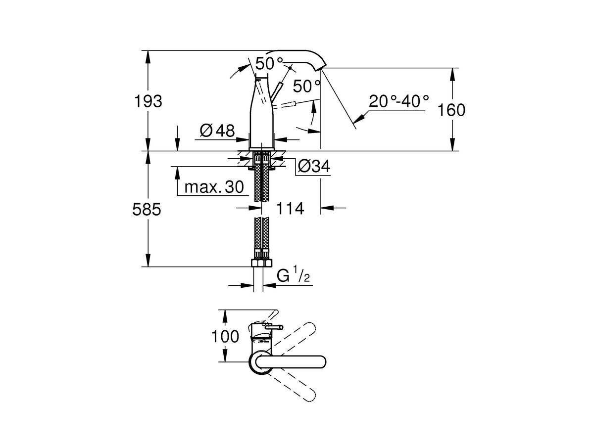 GROHE Essence New Gooseneck Basin Mixer (5 Star)
